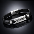 Imperial Black Leather Bracelet