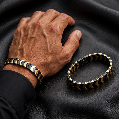 Black Gold Arrow Titanium Brecelet